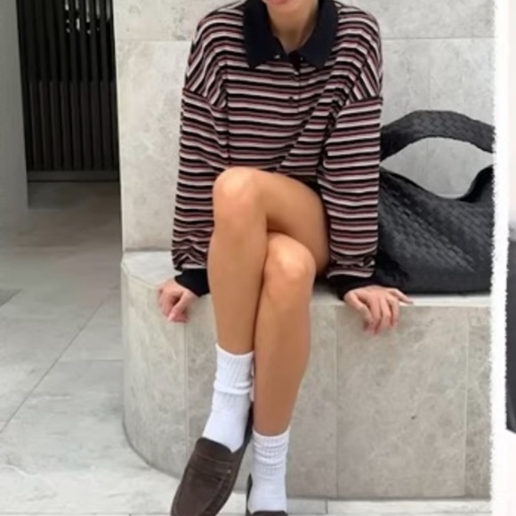 Striped Long Sleeve Polo Shirt - Picture 1 of 6